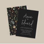 Convite Negra floral floral preto-e-branco de casamento<br><div class="desc">O cartão de convite de casamento mínimo e moderno para na moda floral floral floral de aquarela de casamento.</div>