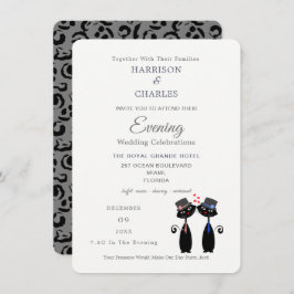 Convite Negra Gatos Casamento gay Purrr... Noite perfeita