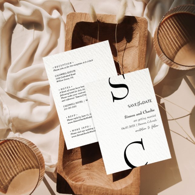 Convite Negra Moderna e Branca Salve o Casamento de Data (Criador carregado)