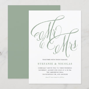 Convite Negra Sra. e Sra. Rustic Script Wedding