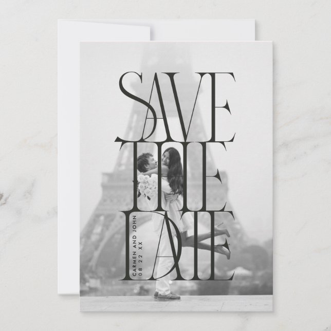 Convite Negrito e Moderno Serif Save the Date foto  (Frente)