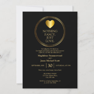 Convite Negro minimalista e nada Dourado Rico, apenas amor