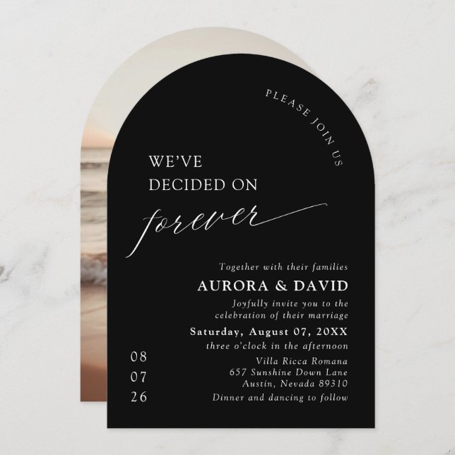 Convite Negros e Brancos Decidimos sobre o casamento para  (Frente/Verso)