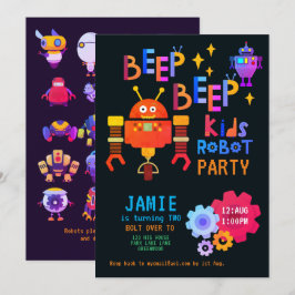 Convite NENHUMA Festa de segundo aniversário de ROBÔ Menin