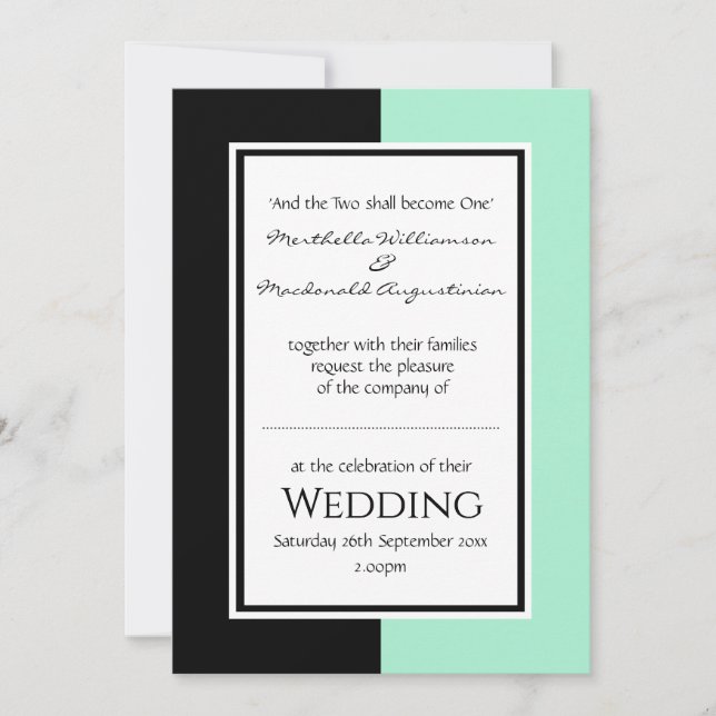 Convite Neo Mint Black Personalization WEDDING (Frente)