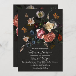 Convite Neoclássica Floral Dark & Moody Wedding