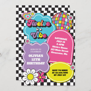 Convite Neon 90s Retro Doze é um Aniversário de 12 Vibe