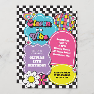 Convite Neon 90s Retro Eleven é um Aniversário de 11 Vibe