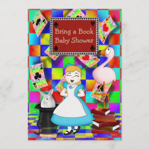 Convite Neon Alice & Flamingo Traga um Chá de fraldas de L