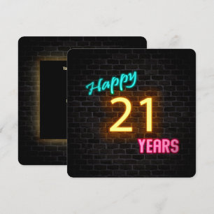Convite Neon aniversário de 21 anos - Início de sessão 