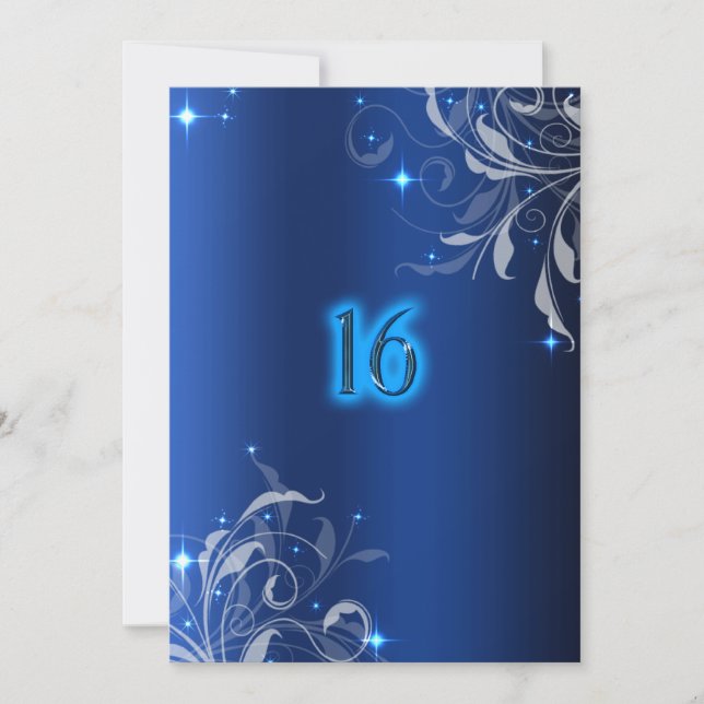 Convite Neon, Azul Real, Personalizado para Festa  (Frente)