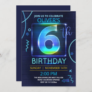 Convite Neon Birthday
