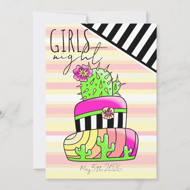 Convite Neon Cactus Invitation (Frente)