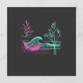 Convite NEON CALM – Arte de Linha Retro Wave e Botânica