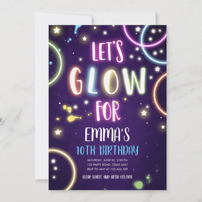 Convite Neon Dance Disco Birthday - Concurso (Frente)