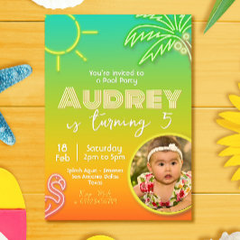 Convite Neon do Partido piscina - Tropical - Aloha com Ima