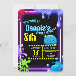 Convite Neon Drip Slime Birthday Party Invitation Kids