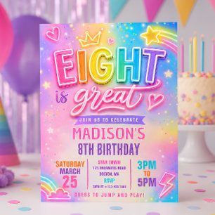 Convite Neon Eight É um Ótimo Aniversário