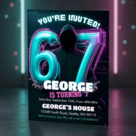 Convite Neon Gamer 7th Birthday Invitation