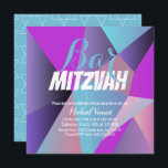 Convite Neon Geometrics Blue White Bar Mitzvah<br><div class="desc">Convites à Celebração Judaica - Bar Mitzvah Convites Geométricos</div>