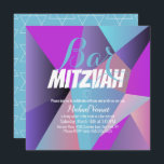 Convite Neon Geometrics Blue White Bar Mitzvah<br><div class="desc">Convites à Celebração Judaica - Bar Mitzvah Convites Geométricos</div>