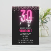 Neon-Glitter aniversário de 30 anos de cor rosa