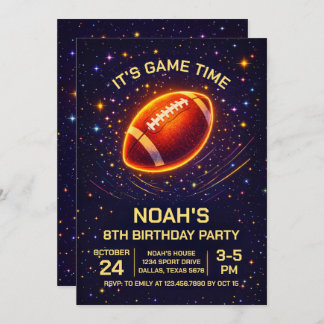 Convite Neon Glow Football Birthday Invitation