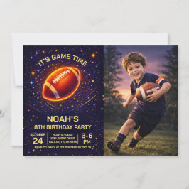 Convite Neon Glow Football Birthday Photo Invitation