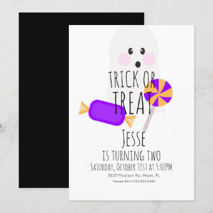 Convite Neon Halloween Truque ou Tratamento Fantasma Anive