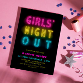 Convite Neon Lights Girls Night Out Festa de solteira