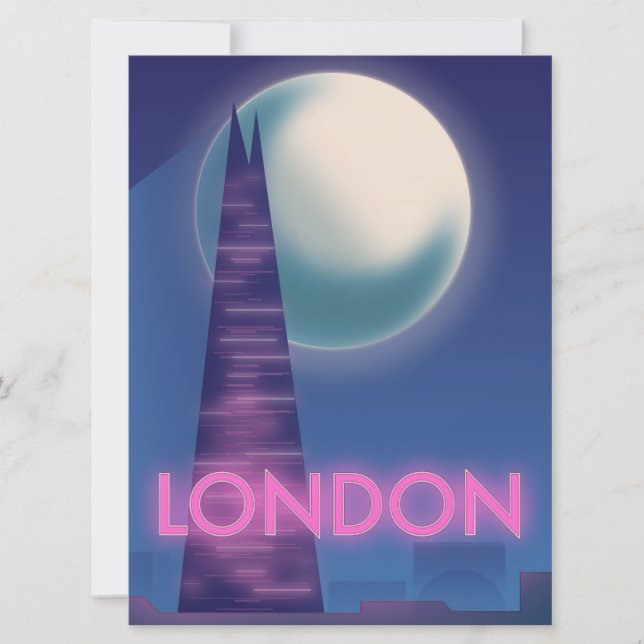 Convite Neon London poster de viagens (Frente)