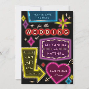 Convite Neon Marquee assina Las Vegas salve a data