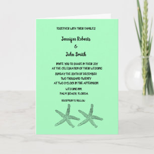 Convite Neon Mint 2020 Starfish Patterns Elegant Wedding