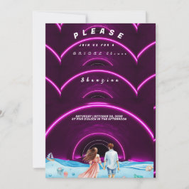 Convite Neon Ocean-Themed Chá de panela