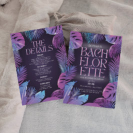 Convite Neon Palm Tropical Festa de solteira