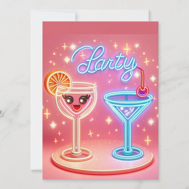 Convite Neon Personalizado para Festa (Frente)