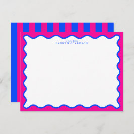 Convite Neon Pink & Electric Blue Wavy Note Card