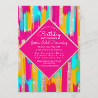 Neon Pink Teal Yellow Dourada Glitter Paint Aniver