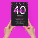 Convite Neon Pink Trinta aniversário de 40 anos<br><div class="desc">Convide amigos e família para celebrar a sua festa de aniversário de 40 anos com este convite de aniversário cor-de-rosa de néon 400.</div>