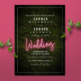 Convite Neon Sinal Boxwood Casamento