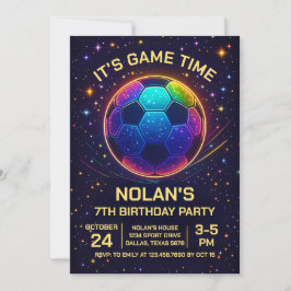 Convite Neon Soccer Birthday Invitation