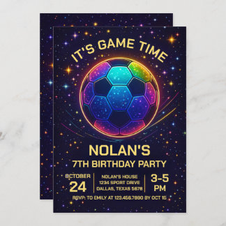 Convite Neon Soccer Birthday Invitation