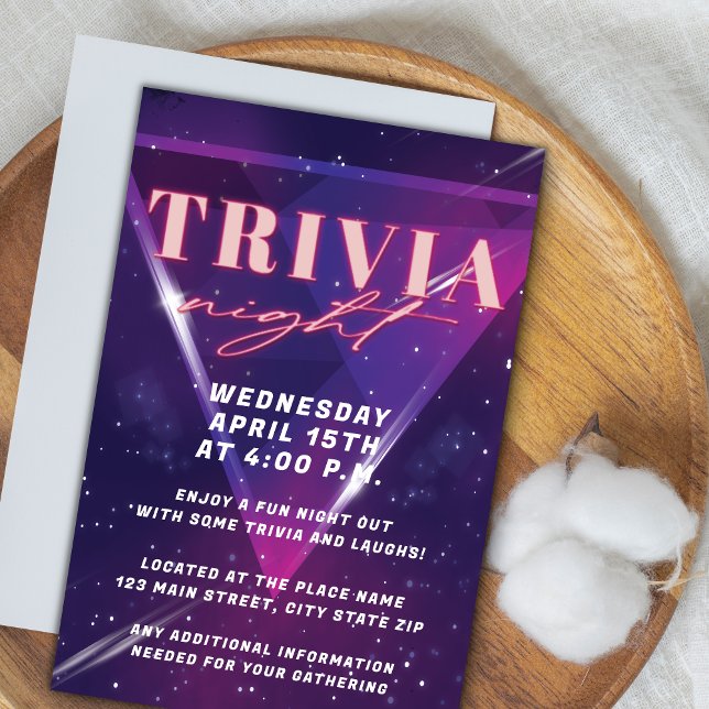 Convite Neon Space Trivia Night (Criador carregado)