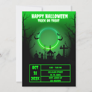 CONVITE NEON SPOOKY HAUNTED HOUSE HALLOWEEN PARTIDO