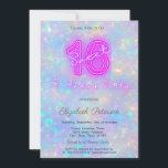 Convite Neon Sweet Moderno Iridescente Holográfico 16<br><div class="desc">Um néon moderno,  chico e glamouroso Sweet 16 sobre fundo holográfico.</div>