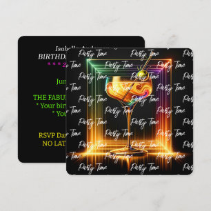 Convite Neon Trendy Party Time Personalizado