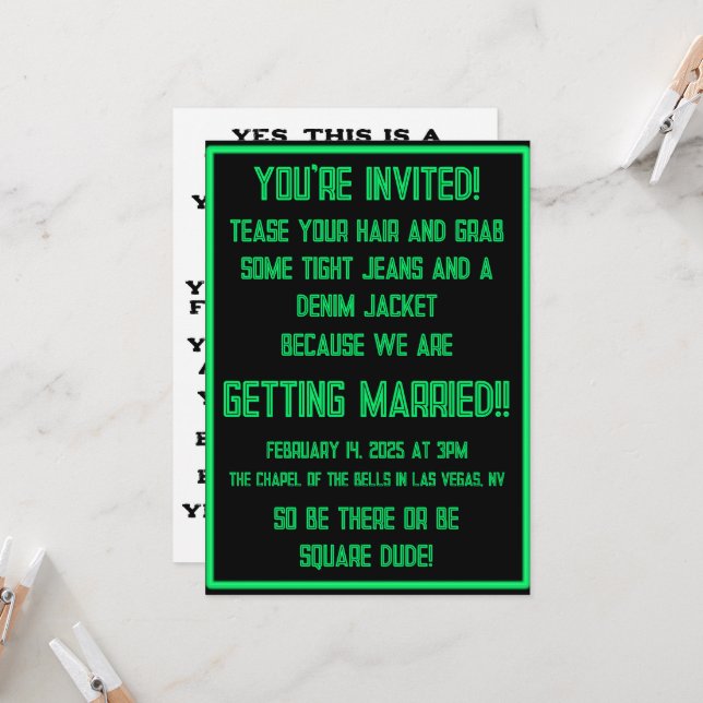 Convite Néon verde a preto (Frente/Verso In Situ)