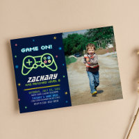 Neon Video Game Truck Arcade Birthday Invitation