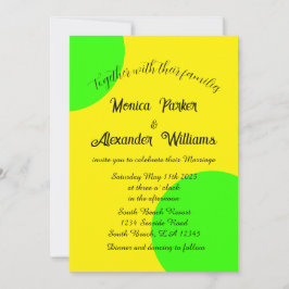 Convite Neon Yellow Green Bold Modern Casamento Retroativo