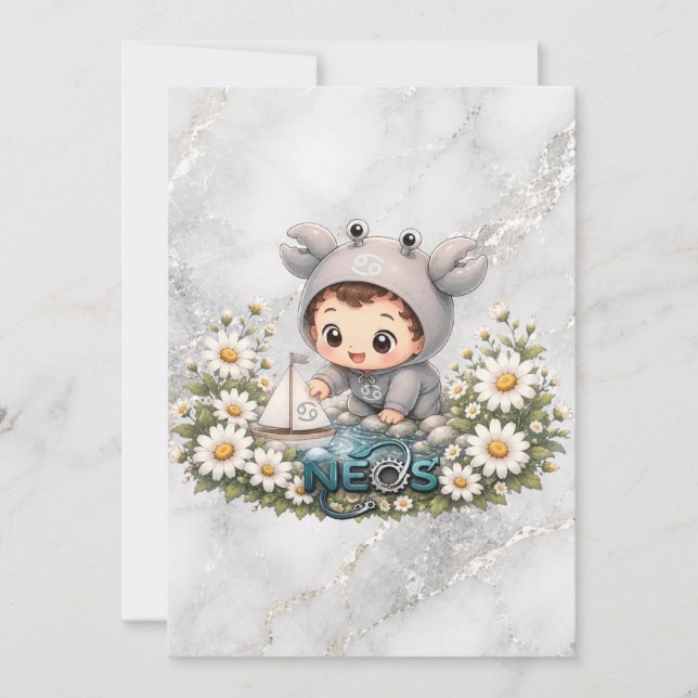 Convite Neos Kawaii Zodíaco Câncer (Frente)